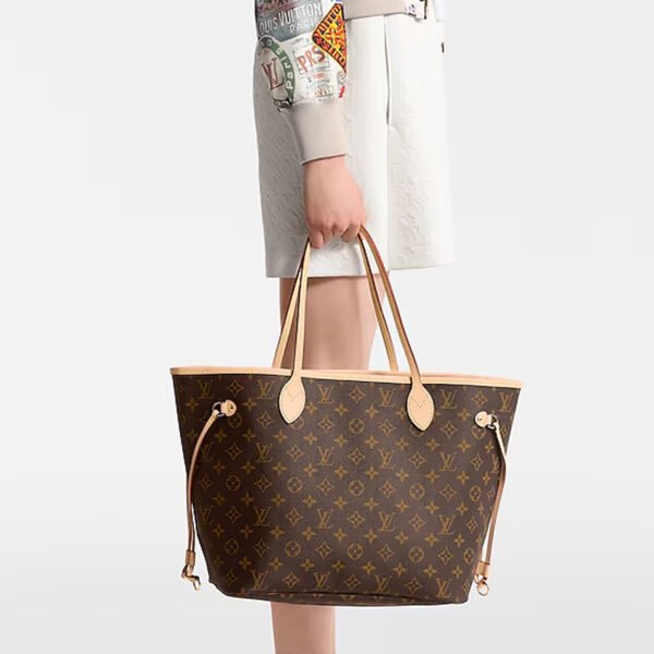 LV-008-02-Neverfull MM-Medium-Brown-Cream Color Inside31X28X14cm Louis Vuitton bags Medium LV Neverfull MM